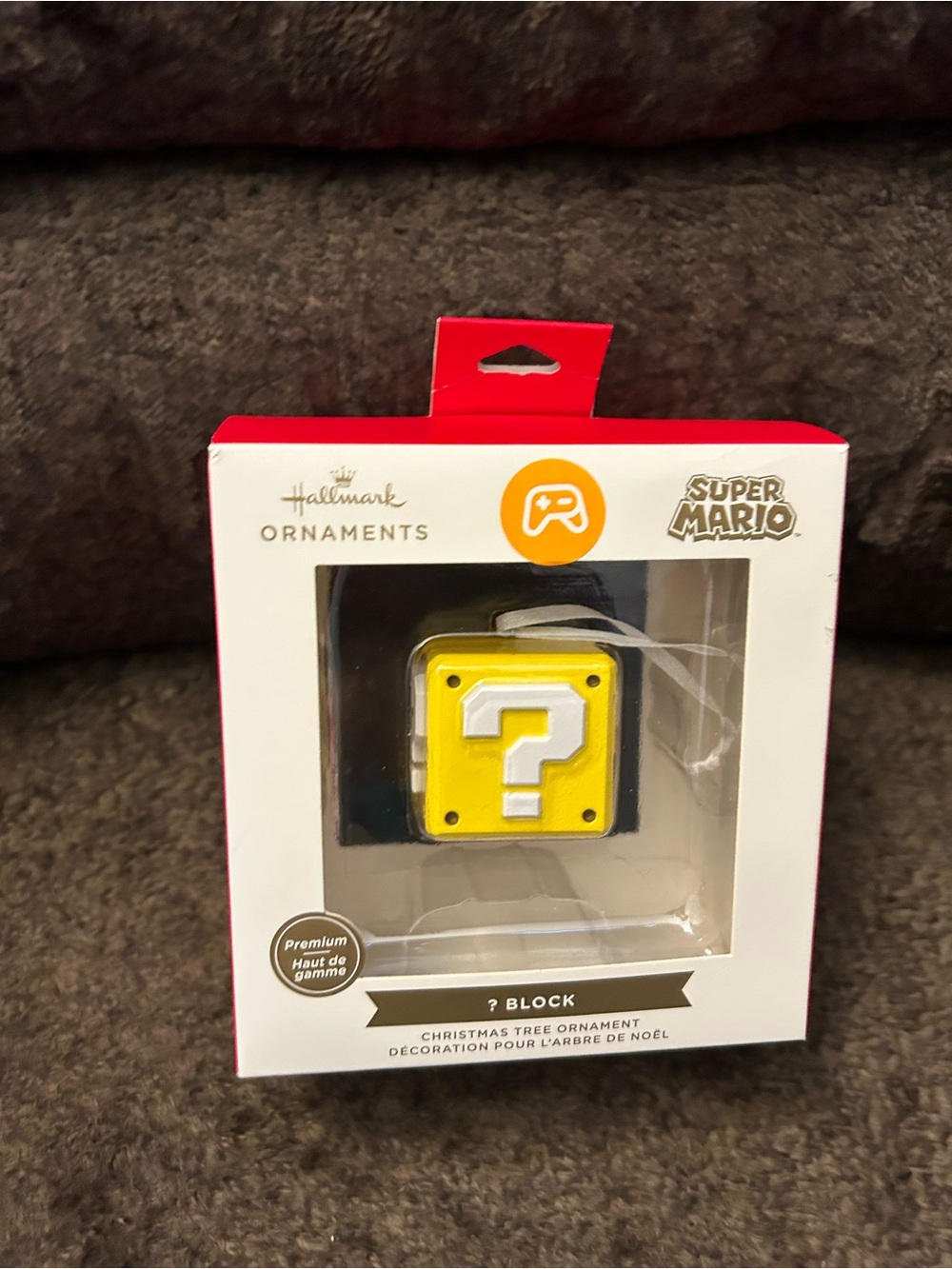 Hallmark Super Mario Yellow Question Block Tree Ornament with White Accent
